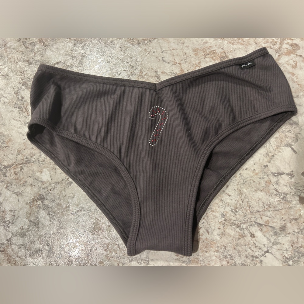 VS PINK Holiday Panty Large NWT Candy Cane